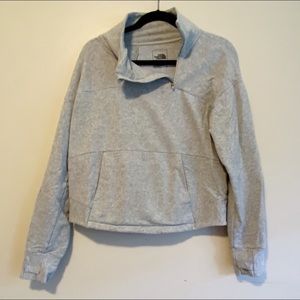 The North Face grey angled 1/4 zip sweatshirt